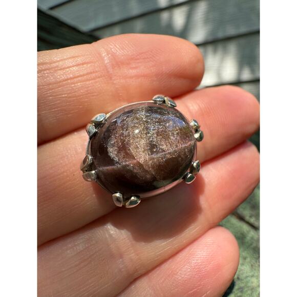 Scapolite Cat Eye Sterling 925 Silver Handmade Clarity Ring Size 7 - 7.25 - Picture 6 of 6